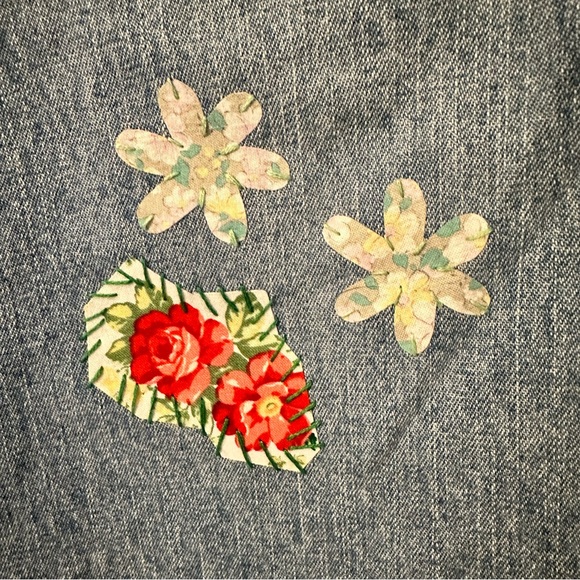 Sonoma Capri jeans, size 10 up cycled mixed media Boho, Handstitched OOAK love - Picture 9 of 10